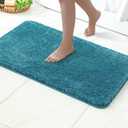 MIULEE Teal Absorbent Bath Rugs, Soft Large Bathroom Mats Non-Slip and Quick-Drying for Bathroom Floor Bathtub Showers, Machine Washable Carpet (24 x 36 Inches)