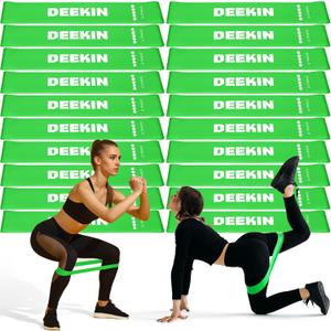 Deekin 20 Pcs Resistance Bands Resistance Loop Exercise Bands Exercise Equipment Elastic Drap Ring for Women and Men Home Fitness, Gym, Yoga (40 Lbs, Green)