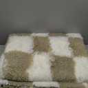 Super Soft Rug for Bedroom, 5x7 Ft Beige and White Area Rug Classic Checkered Shaggy Rug Anti-Skid High Pile Soft Fluffy Fuzzy Carpet for Living Room Bedroom Kids Room Nursery, Dorm Home Decor