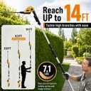 Grasstigon 20V Pole Hedge Trimmer Cordless Compatible with Dewalt 20V MAX Battery, 14 FT Reach Long Reach Hedge Trimmer with Extension Pole, Adjustable Head, 18-Inch Dual-Action Blade, Tool Only