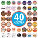 Crazy Cups Coffee Pods Variety Pack Sampler from Top Brands, Assorted Single Serve for Keurig K Cups Coffee Makers, 40 Unique Cups