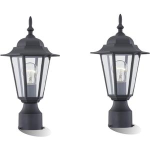 WISBEAM 2 Packs Outdoor Post Light, Pole Lantern, E26 Base 60W Max, Aluminum Housing Plus Glass, Wet Location Rated, ETL Qualified, Bulbs not Included, Black