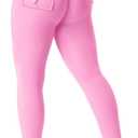 YEOREO CoreFlex Leggings with Pockets for Women Charm Scrunch Workout Leggings V Cross Waist Butt Lifting Gym Yoga Pants (Medium, Pink)