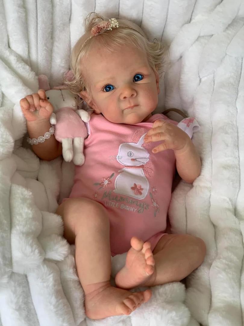 RXDOLL Realistic Reborn Baby Dolls Silicone Full Body Girl 18 Inch Lifelike Baby Dolls That Look Real Life Newborn Infant Baby Doll Anatomically Correct Toy Xmas Gifts (Pink)