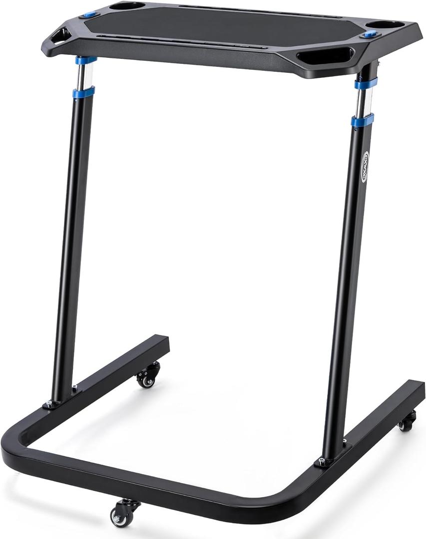 CXWXC Indoor Cycling Desk - Adjustable Height Bike Deak Laptop Stand Non-Slip Surface - Portable Bike Trainer Fitness Desk with Lockable Wheels