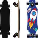 Mini Cruiser Longboard, 31 Inch Small Size Wide Wheel Skateboard, Beginner Stable & Easy-to-Control Skateboard, Suitable for Park & Street Riding, Unique Flame Pattern