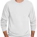 TACVASEN Crewneck Sweatshirts for Men Long Sleeve Warm Fleece Pullover Work Sweatshirts Casual Sweatshirts White L (White, L)