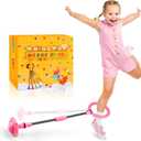 Chridark Ankle Skip Ball for Kids - Foldable Flash Wheel Skip Ball, Outside Game Toys for Kids & Adults, Gift for Boys & Girls Age 5 6 7 8 9 10 Years Old, Pink