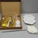 Gejoy 2 Sets White Balloon Column Stand Kit with 50 Balloons 2 Adjustable Tower Stand with Bases 2 Gold Foil Fringe Backdrop Curtains for 2026 Graduation Birthday Party Decor