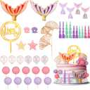 Mermaid Cake Topper, 40 Pcs Under the Sea Decorations Set with Sea Shells, Starfish & Balls, Premium Plastic Cake Decor for Birthday, Baby Shower Party