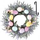 Easter Decorations 17 Inch Easter Wreaths for Front Door, Large Easter Purple Lavender Spring Flowers Wreath with Hanger for Wall Window Fireplace Indoor Outdoor Home Decorations