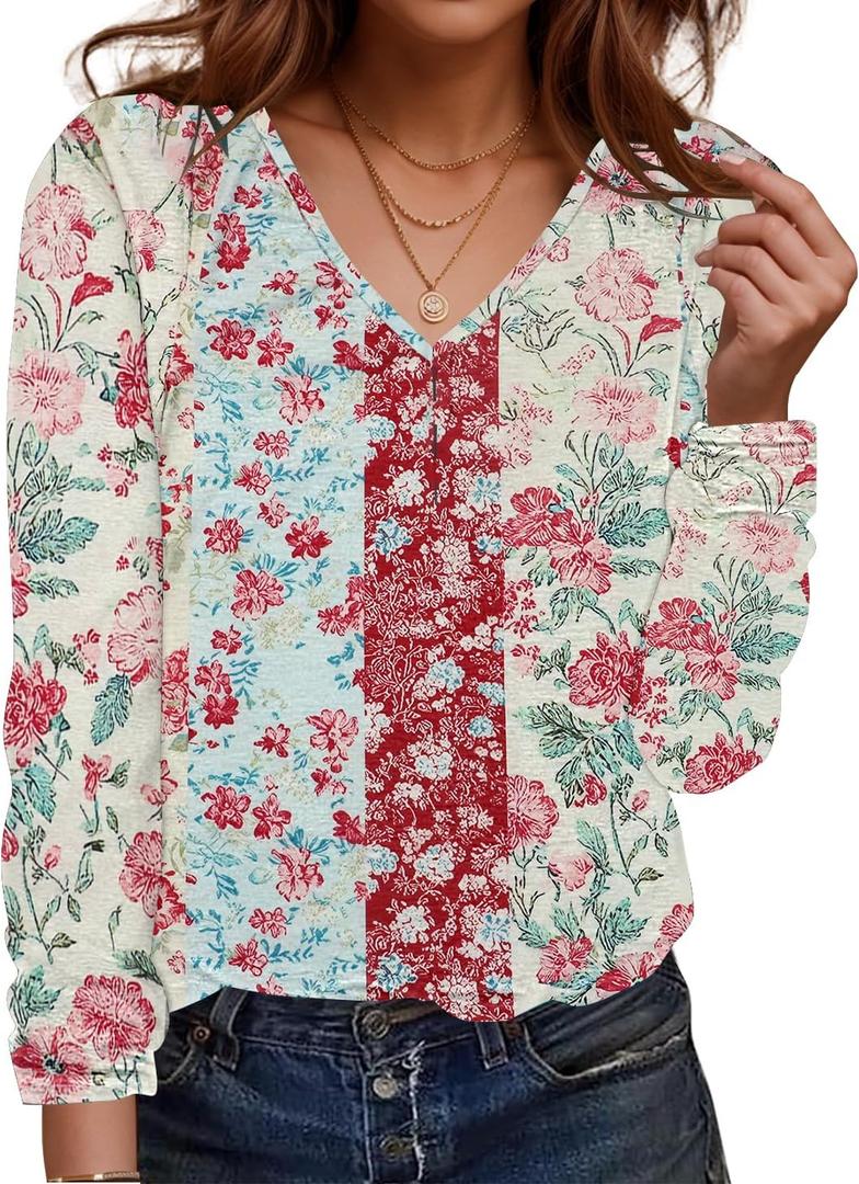 ETCYY NEW Long Sleeve Shirts for Women 2025 Casual Dressy Blouses Fashion Fall Tunic Tops