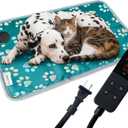 furrybaby Dog Heating Pad, Pet Heating Pad for Dogs with Durable Anti-Bite Tube Indoor, Heated for Dogs House Puppies Cats (1 Pack Green, 24 X 16in, Temp Adjustable)