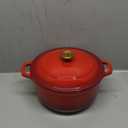 Mueller 6 Qt Enameled Cast Iron Dutch Oven, Heavy-Duty Casserole Dish and Braiser Pan with Lid and Stainless Knob, Safe for All Cooktops (Red)
