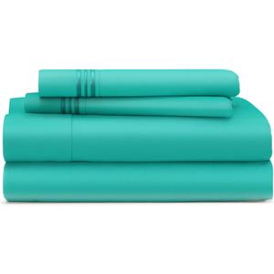 Cosy House Collection Everyday 1500 Series Bed Sheet Set - Ultra Soft & Cool Hotel Luxury Bedding - Deep Pocket - Wrinkle, Stain and Fade Resistant - 4 Piece Set (Queen, Bright Turquoise)