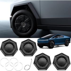 Wheel Center Caps for Tesla Cybertruck Accessories - Full Coverage Lug Nut Covers for Rims Exterior Protection with Removal Clip Installation, Set of 4