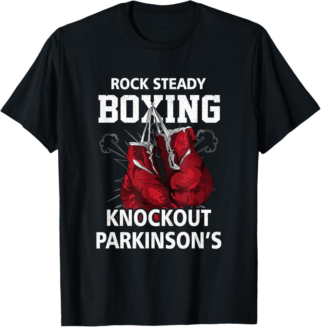 Vintage Boxing Gloves Rock Steadys Boxing Knockout Parkinson T-Shirt Small