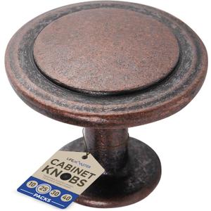 25pcs 1-1/4 inch Oil Rubbed Bronze Cabinet Knobs - Rust-Proof Finish, Modern Design, Strong Zinc Alloy Construction, Complete with Short and Adjustable Screws for Drawer Dresser Handles