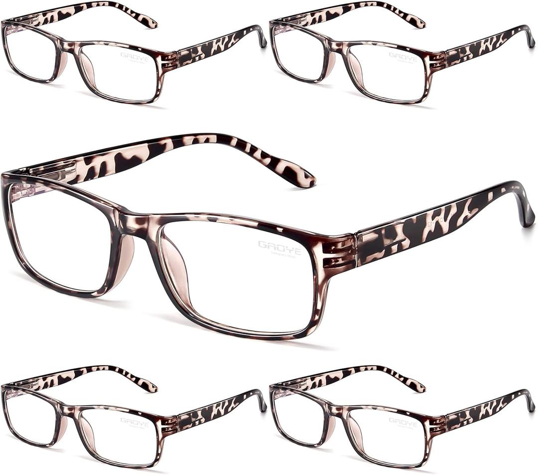 Gaoye Reading Glasses Men/Women, Eyeglasses, Blue Light Readers for Men/Women, Computer Eye Glasses, Cheaters (D1-leopard*5)