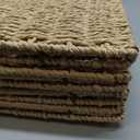 13x13x13 Storage Cube Bins Set of 4, Paper Rope Hand Woven Storage Basket with Handles, Collapsible Square Storage Cubes for Shelves, Wicker Shelf Baskets for Living Room Bedroom Organizing, Natural
