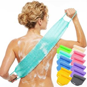 12Pcs Exfoliating Back Scrubber with Handles, Nylon Back Exfoliator Washers Scrubbers Stretchable Pull Strap Exfoliating Washcloth Body Scrubber Cloth Towel for Shower Skin Massages