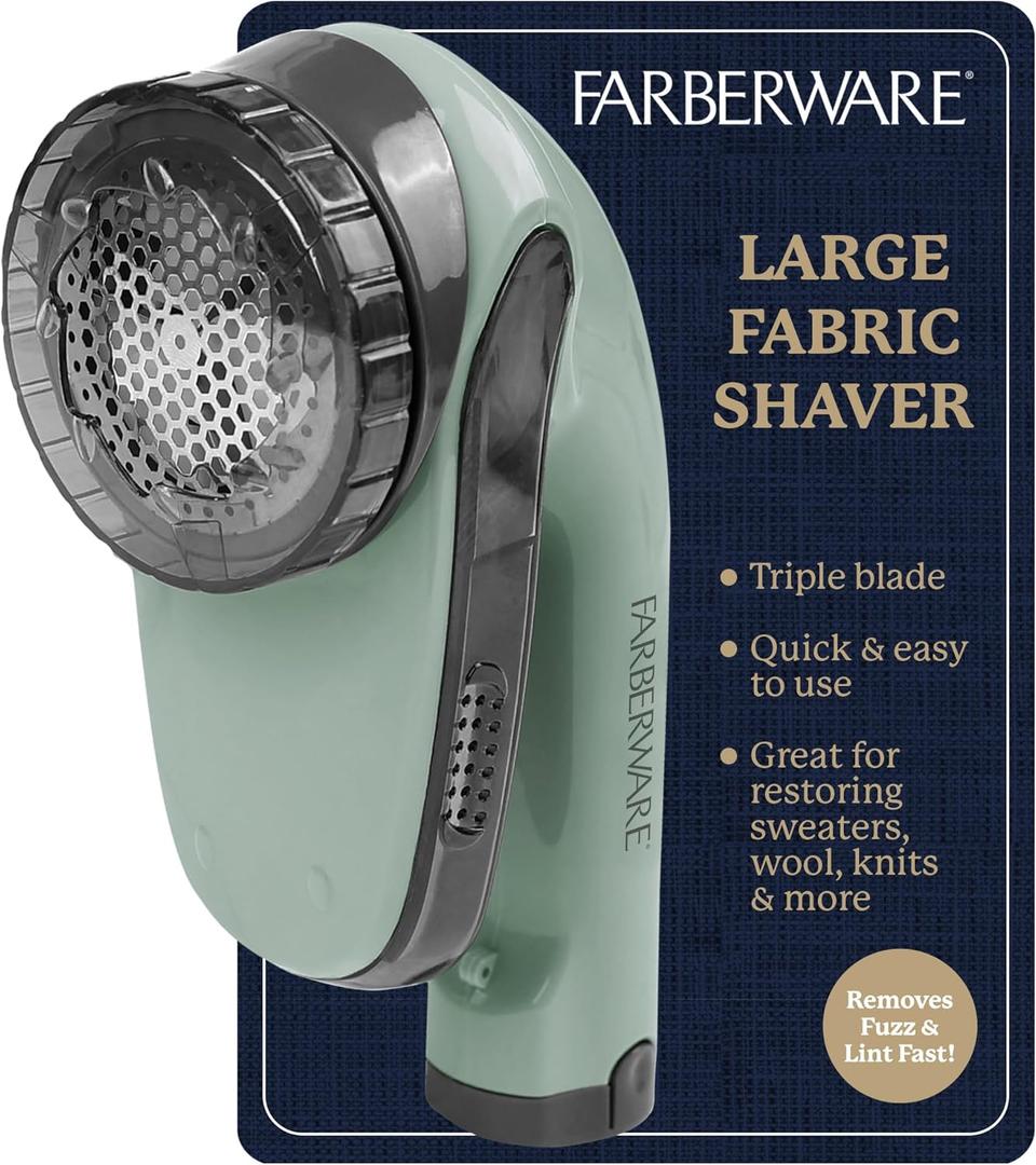 Farberware Large Lint Remover Fabric Shaver – Battery Operated Lint Shaver with Triple Blades for Clothes, Sweater Shaver to Remove Fuzz, Lint Balls, Pilling for Clothing, Couch, Furniture
