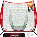7x7ft/8x8ft Baseball Softball Net with Steel Frame for Batting, Hitting, Pitching, Portable Baseball Batting Net with Carry Bag, Great for All Levels, Red
