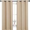 NICETOWN Thermal Insulated Grommet Room Darkening Curtains/ Draperies/ Panels for Bedroom (2 Panels, W42 x L63 inches, Biscotti Beige)