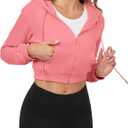 Cropped Zip Up Hoodie Women Jacket Top Sweatshirt Casual Basic Gym Workout Sport (Medium)