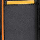 Travelambo Slim Wallet Front Pocket Minimalist Leather RFID Blocking Medium Size (Cross Grain Black)