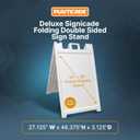 Plasticade Signicade Deluxe A Frame Sidewalk Curb Sign Portable Folding Double Sided Display with Quick Change System for Store Signs, White,  Stand Only, capable of holding two signs 24" wide 36" tall 