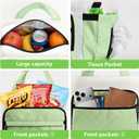 Women's Insulated Lunch Box Bag - Stylish Tote Design, Leakproof Waterproof Lunch Cooler, Large Lunch Tote Bags for Work Commute & Dates (White-Green)