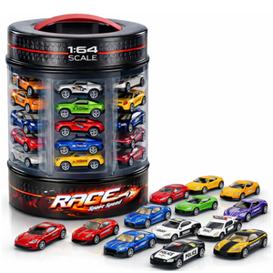 25 Piece Diecast Cars Pack Toy Playset in Storage Carrying Tub  1:64 Scale Metal Alloy Diecast Vehicles Collection for Kids