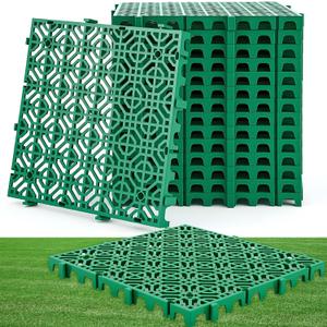 15 Pcs 15.7 x 15.7 in Heavy Duty Ground Protection Mats Drive on Lawn Grid, Heavyweight Drain Interlocking Non-Slip Floor Mat, 6613 lb Load for Gravel Grid Permeable Pavers (Green)