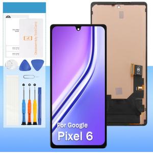 Screen Replacement for Google Pixel 6 GB7N6 G9S9B16 6.4 LCD Display Touch Digitizer Glass Assembly - Black with Frame - Tools(Not for Pixel 6A/6 Pro)