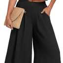 Lepunuo Womens Summer 2 Piece Outfits Sleeveless Crop Top Flowy Wide Leg Pants Matching Sets Vacation Beach Travel Outfits (M, Black)