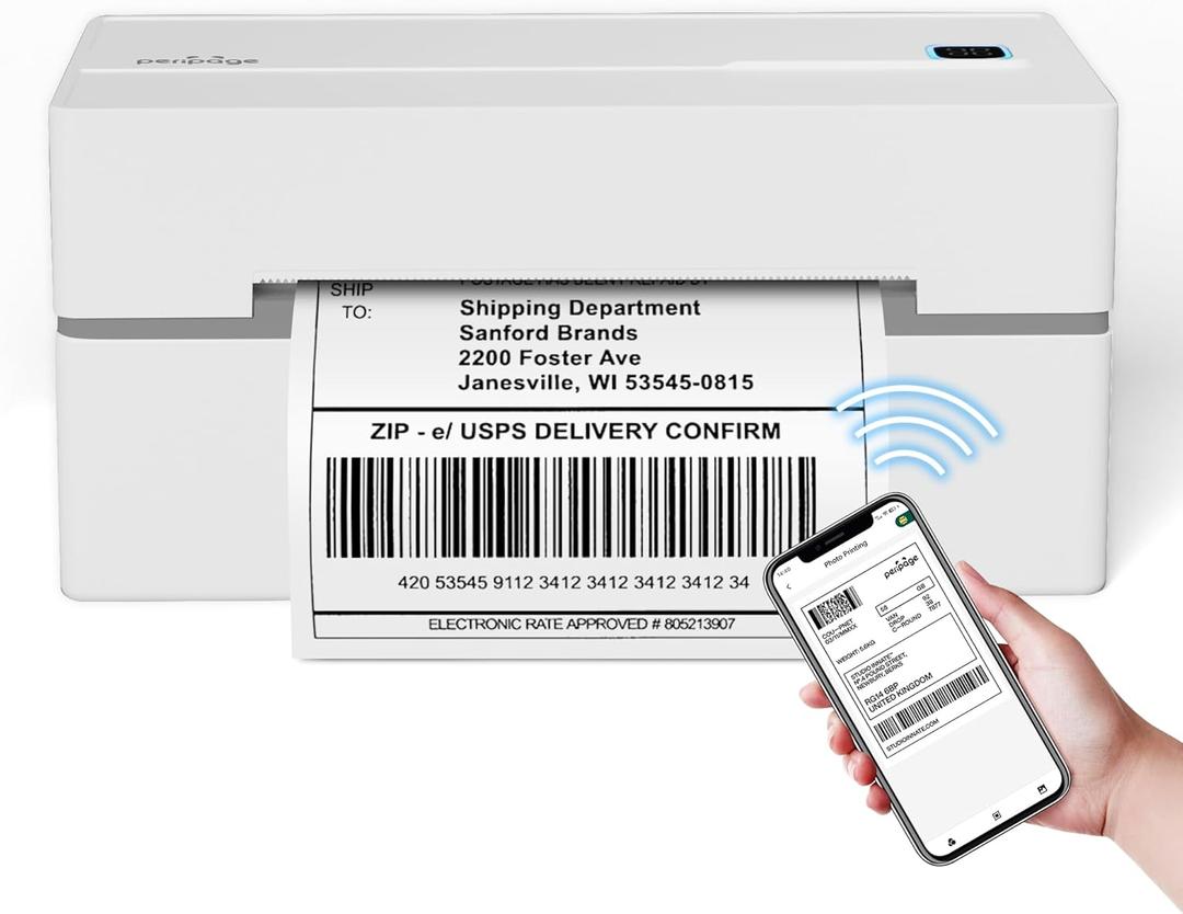 PeriPage Bluetooth Thermal Shipping Label Printer,Wireless 4x6 Shipping Label Printer for Shipping Packages,Support iPhone iPad Android Windows & Mac,Used for Amazon, Ebay,Shopify, Etsy, USPS. (White)