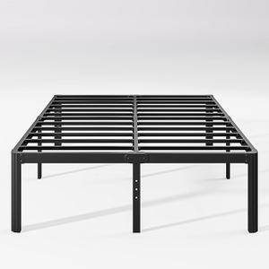 Hunlostten 18in High Queen Bed Frame No Box Spring Needed, Heavy Duty Metal Platform Bed Frame Queen Size with Round Corners, Easy Assembly, Noise Free, Black