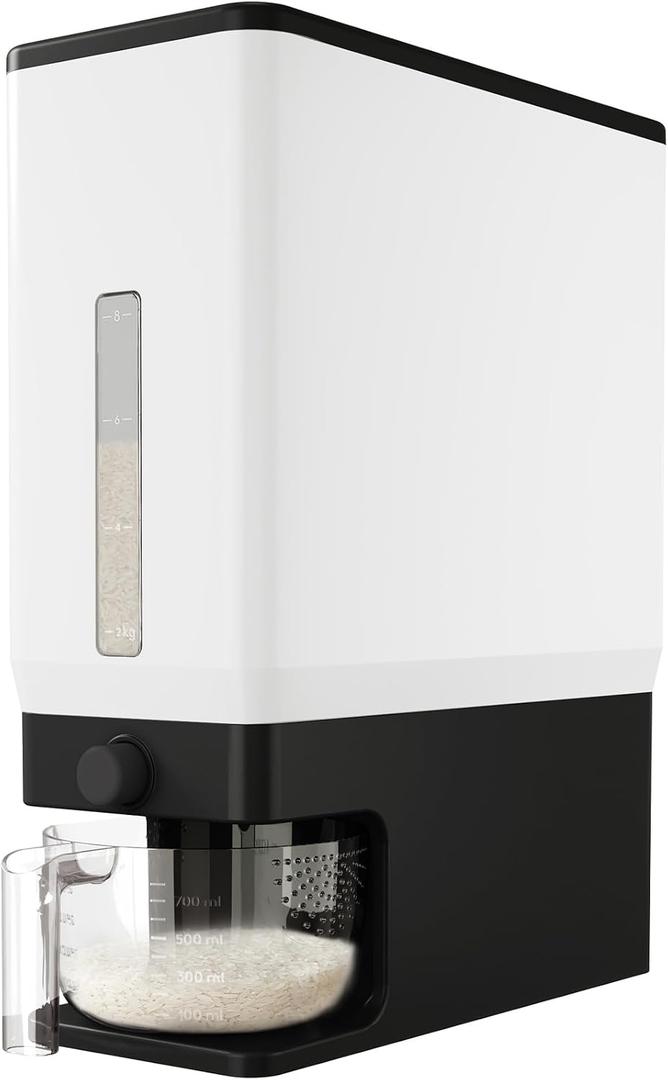 Lifewit Rice Dispenser 25 Lbs(11.3kg), Rice Storage Container Sealed Moisture Proof with Measuring Cup for Kitchen Pantry Household, BPA-Free, 1 Pack Black