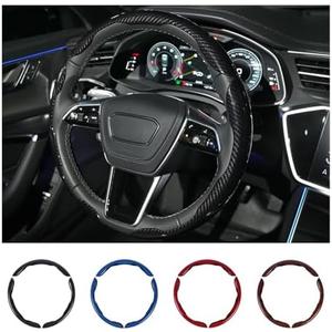 Hiseanllo Carbon Fiber Steering Wheel Cover 1PCS – Anti-Slip, Scratch-Resistant, Universal Fit for 14–16 Inch Wheels – Interior Car Accessories for Cars, SUVs, Trucks (Black)