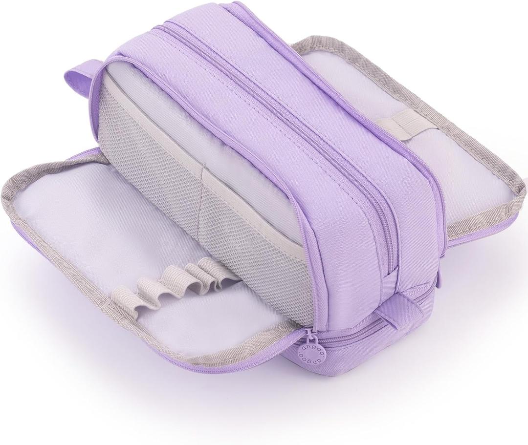 CICIMELON Large Capacity Pen Pencil Case with 4 Compartments, Multi-Slot Pencil Pouch Bag Aesthetic School Supplies Organizer for Teen Girls, Women, Adults (Purple)