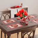 XCHI Plaid Roses Flowers Love Hearts Cardinal Valentine's Day Placemats Set of 6 Table Mats for Party Home Kitchen Dining Table Decorations 12x18 Inch