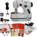 Miraculous Ladybug - Marinette's Mini Sewing Machine For Beginners And Kids, Dual Speed Portable Machine with Miraculous Fabric, Black Mannequin, Superhero Mask Cutouts, And Foot Pedal (Wyncor)