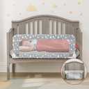 NUTIKAS Crib Rail Guard for Toddlers - 35.4" Toddler Bed Rails Convertible Safety Side Protector Swing Down Mesh Breathable Bed Barriers with Reinforced Anchor Safety (Grey)