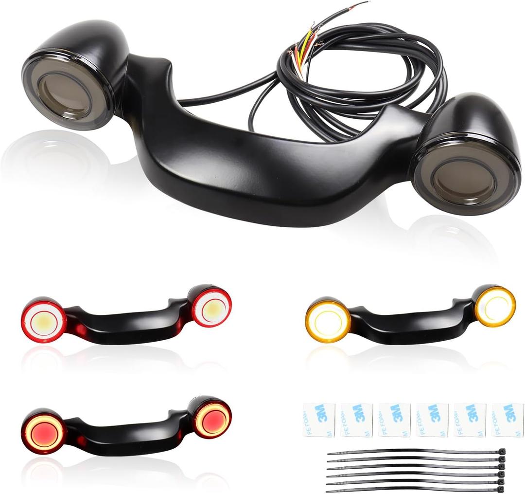 Motorcycle Bullet Rear Light Bar LED Turn Signals Integrated Brake Taillights for Harley Touring Softail Electra Glide Standard Road Glide Custom Street Glide, Black
