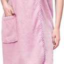 Women's Lightweight Spa Wrap with Hair towel Body Wrap after Shower Adjustable Closure Bathrobe