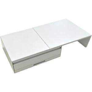 Countertop Microwave Rack, Carbon Steel Microwave Stand with Drawer and Tray, Expandable Countertop Shelf - Length Adjustable, 18.5"-30.7" x W 14.1" x H 5.1", White