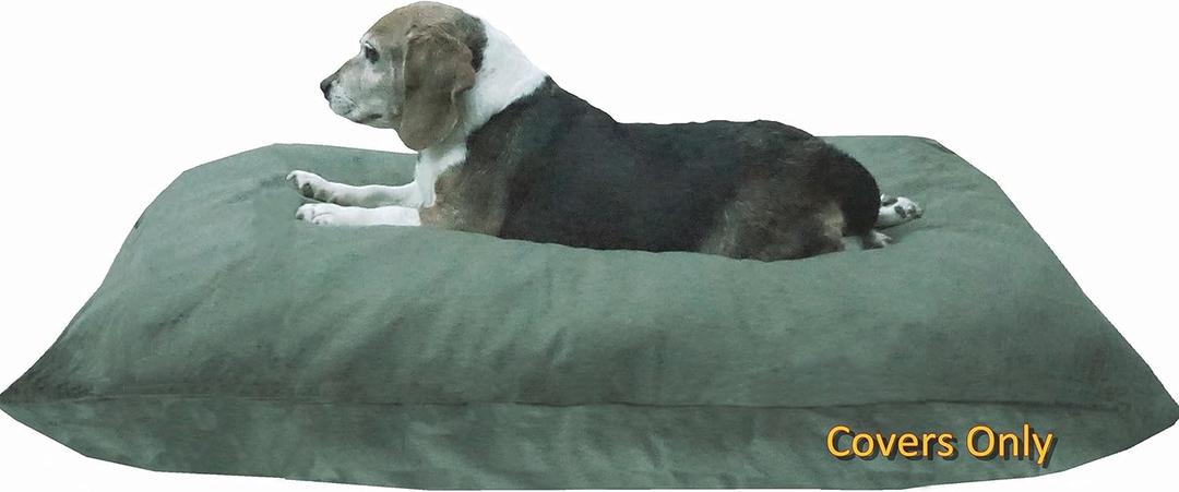 Dogbed4less DIY Pet Bed Pillow Denim Cover + Waterproof Internal case for Dog/Cat at Medium 36"X29" Olive Green Color - Covers only