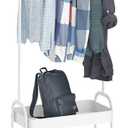 2-In 1 Garment Rack Clothing Rack With 2  Basket Rolling Storage Cart