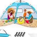 Beach Tent Sun Shelter Pop Up Easy Setup in 3S Instant Tents for 4/5 Person Beach Umbrella Sun Shelter Shade, UV 50+ Protection, Wind Resistant, Lightweight Portable Baby Tents Shade for Family